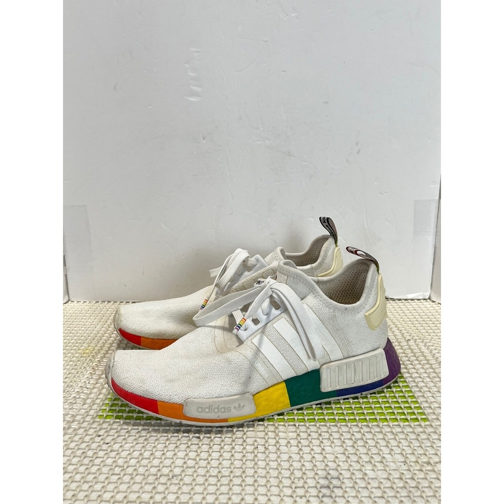 Adidas NMD R1 Pride Women's Size 8 White Rainbow Sneakers in good condition